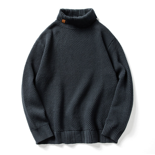 Men's knitted sweater with roll neck in retro style