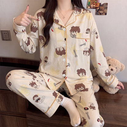 Ladies' Pajamas, Long Sleeve, Checked, Cotton Imitation