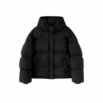 Short down jacket with hood for women