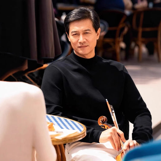 Men's Long Sleeve Shirt with Stand-up Collar and Thermal Lining