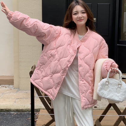 Ladies quilted jacket, loose, with diamond pattern