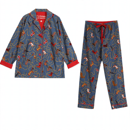 Women's pajamas, cotton, brushed on both sides, versatile
