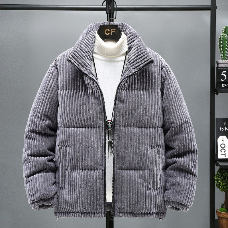 Men's winter jacket, cord, stand collar, padded