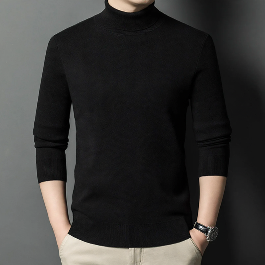 Men's wool sweater, standing collar, warm