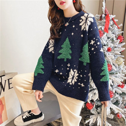 Casual knitted pullover with round neck