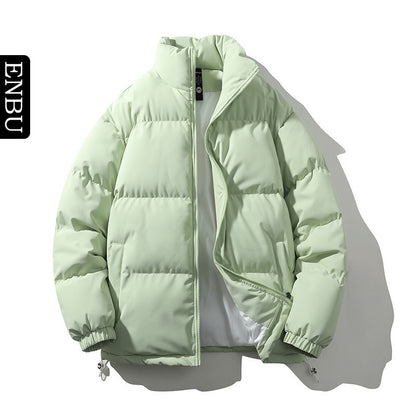 Padded men's quilted jacket with stand-up collar