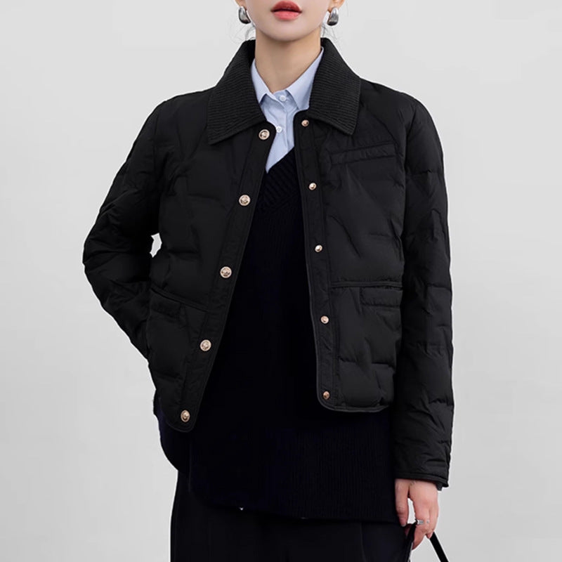 Lightweight, short women's down jacket