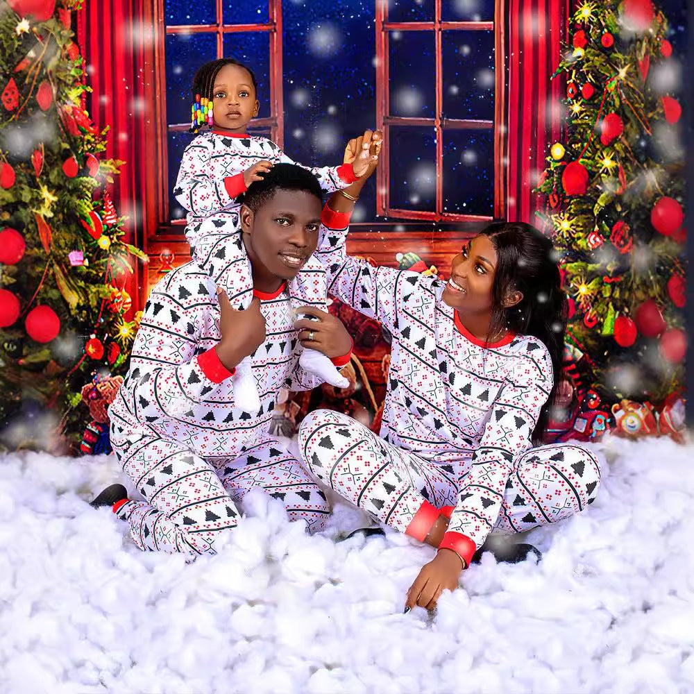 Christmas pajamas set with striped pattern