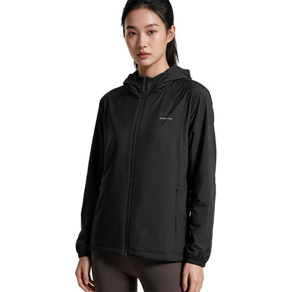 Lightweight outdoor down jacket with hood, white duck down