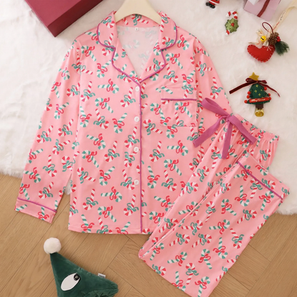 Christmas Loungewear Set with Candy Cane Pattern