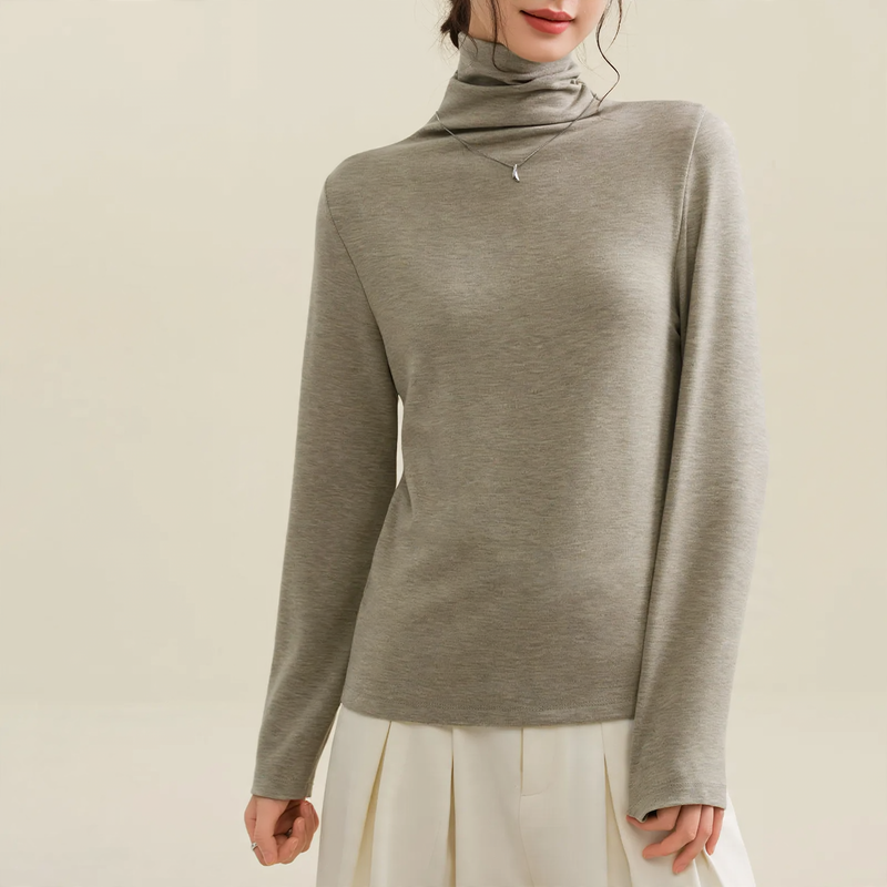 Women's Wool-Silk Sweater, lined, with stand-up collar