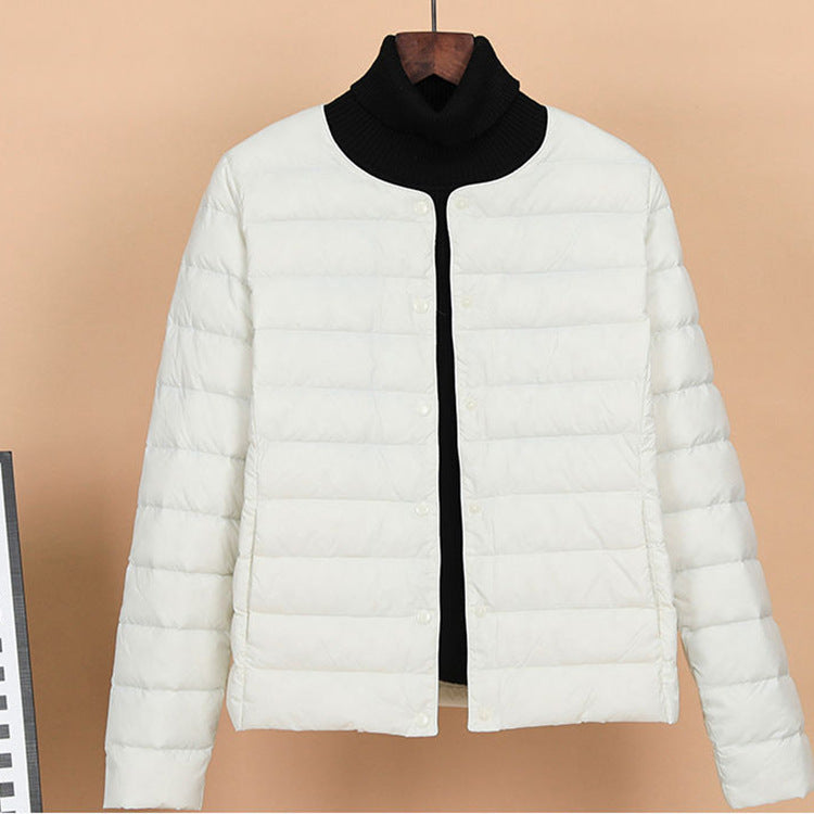 Lightweight, short down jacket as a base layer