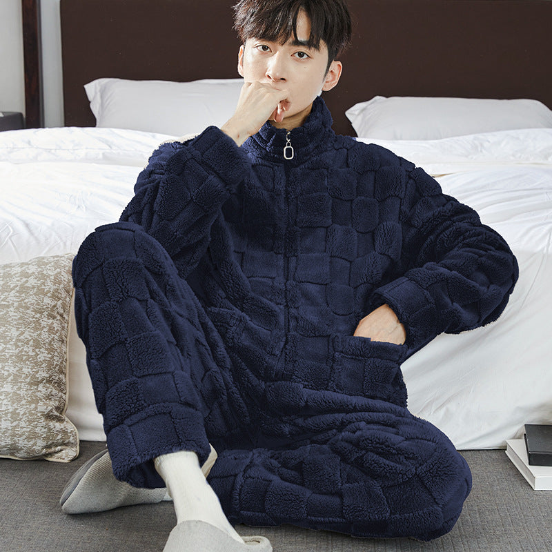 Padded men's house suit set made of coral fleece