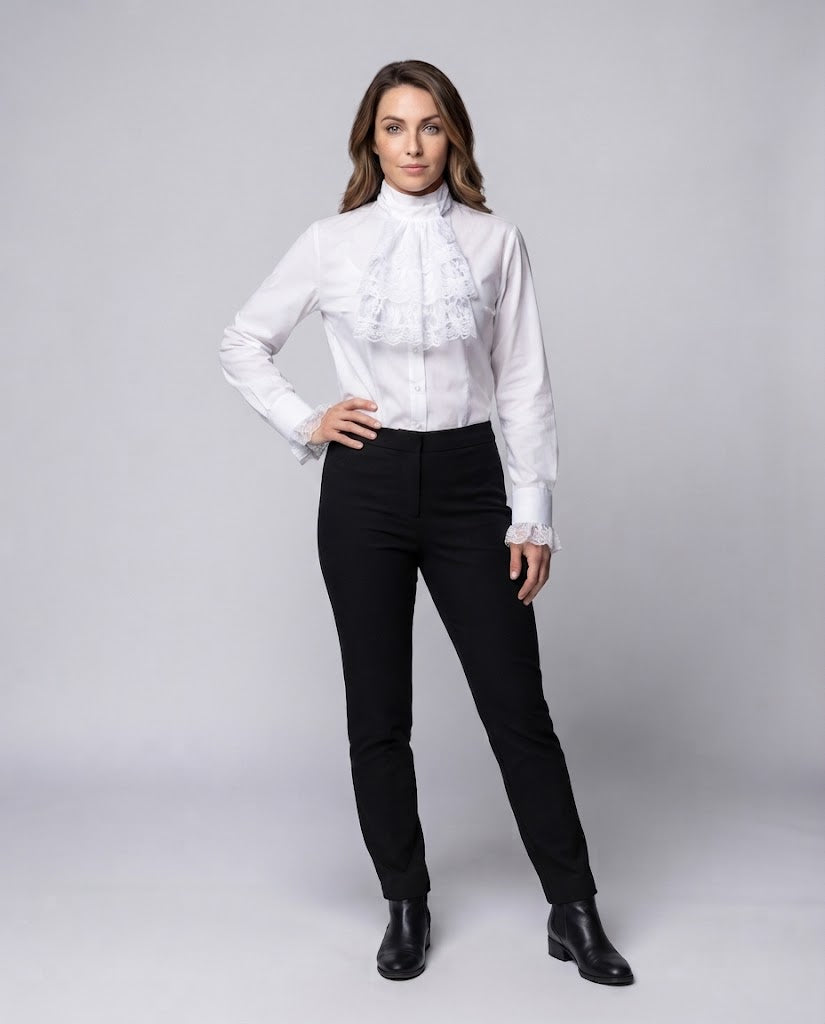 Women Ruffled Blouse with Elegant Sleeve Cuffs EVA-US
