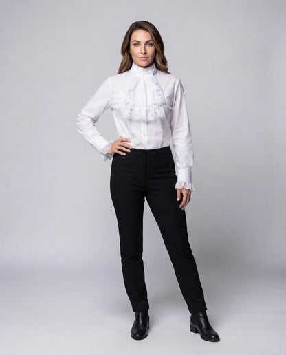 Women Ruffled Blouse with Elegant Sleeve Cuffs EVA-US