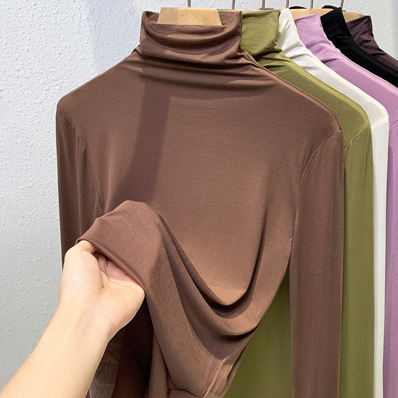 Women’s Long Sleeve Turtleneck Shirt, Ribbed and Elastic