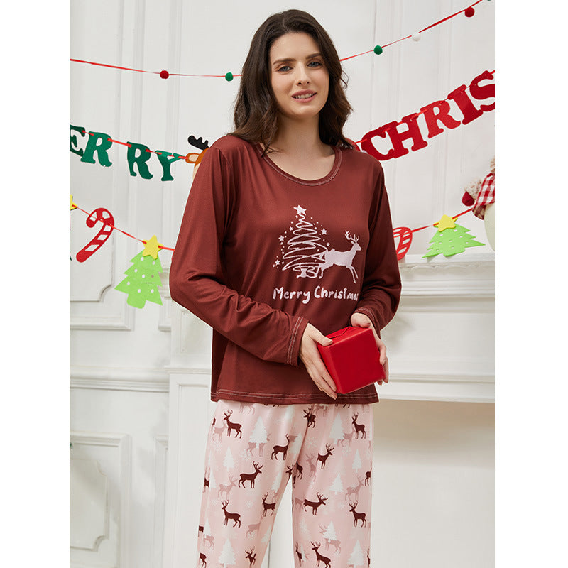 Women's pajamas, round neck, for autumn and winter