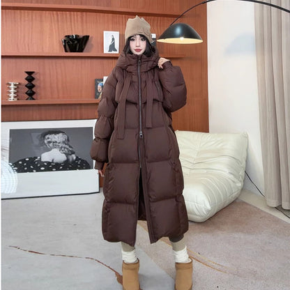 Long women's winter jacket in Korean style