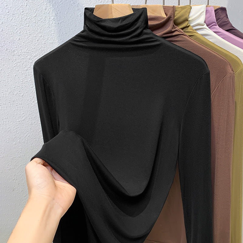 Women’s Long Sleeve Turtleneck Shirt, Ribbed and Elastic