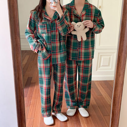 Christmas check house suit for women, brushed