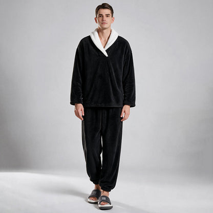 Soft Plush Pajama Set for Couples, Long Sleeve, Winter