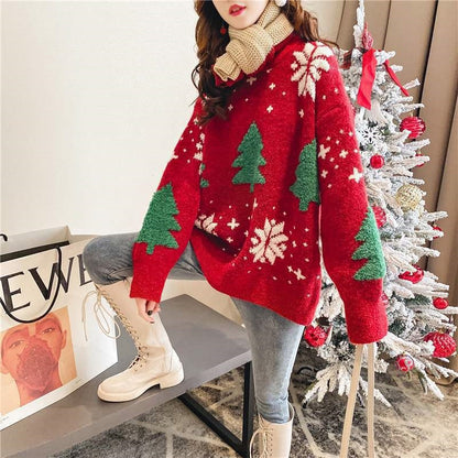 Casual knitted pullover with round neck