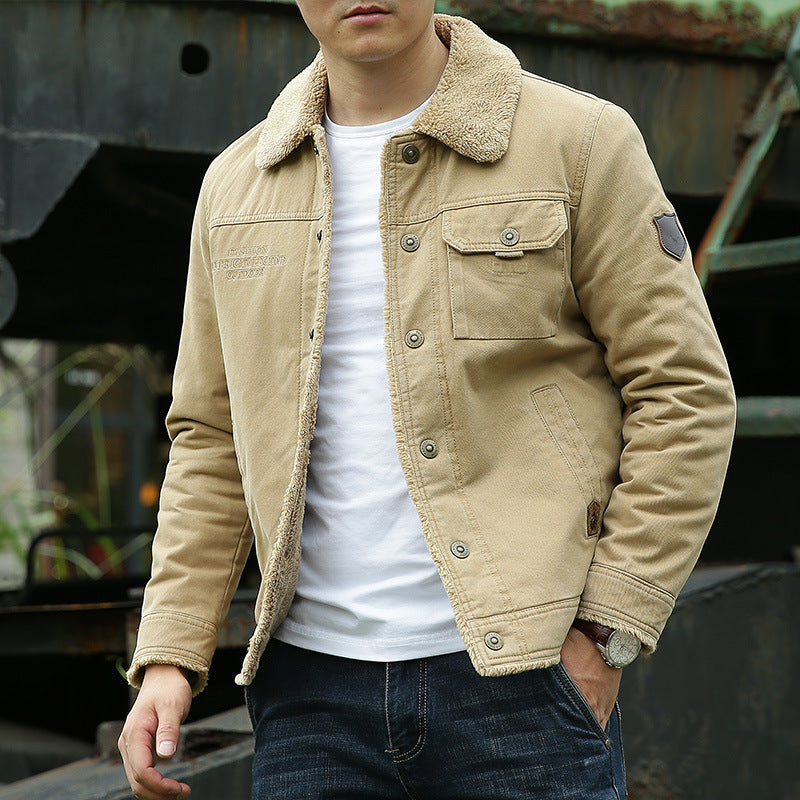 Padded men's winter jacket, loose fit, embroidered