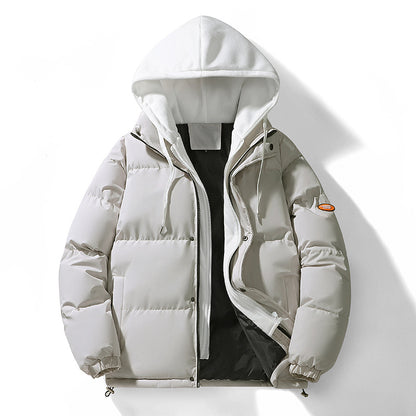 Padded hooded jacket for men, in layered look