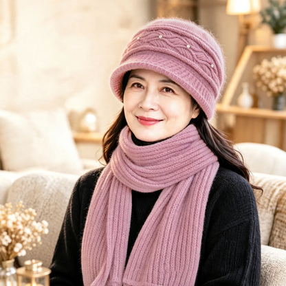 Knit Beanie and Scarf Set for Women