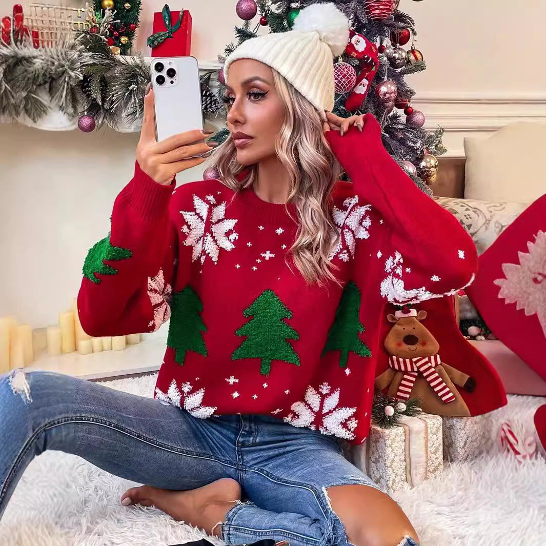 Knit sweater with Christmas motif
