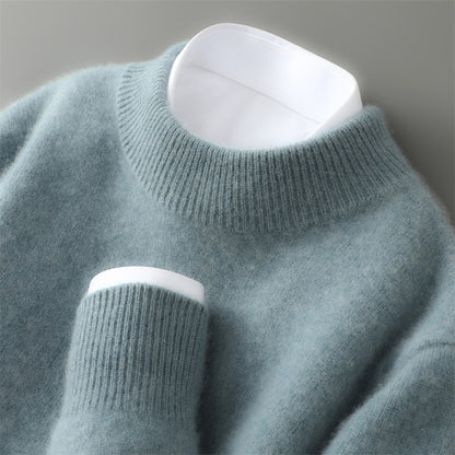 Men's wool sweater with stand-up collar