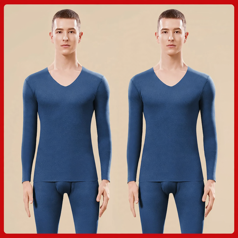 Men's thermal underwear set, V-neck, lined
