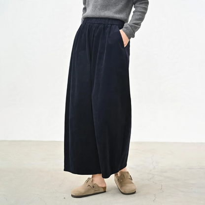Retro cord pants with elastic waistband