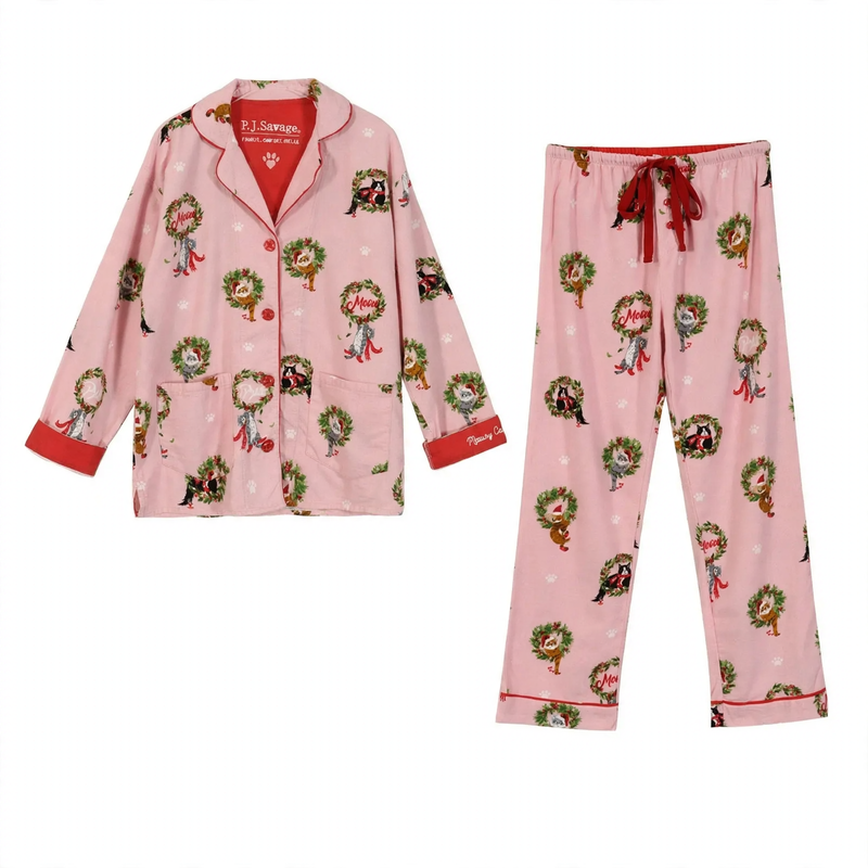 Women’s loungewear, long sleeve, brushed, cotton blend