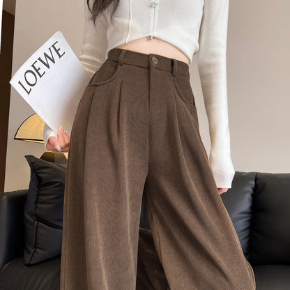 Women's corduroy pants, wide cut, lined