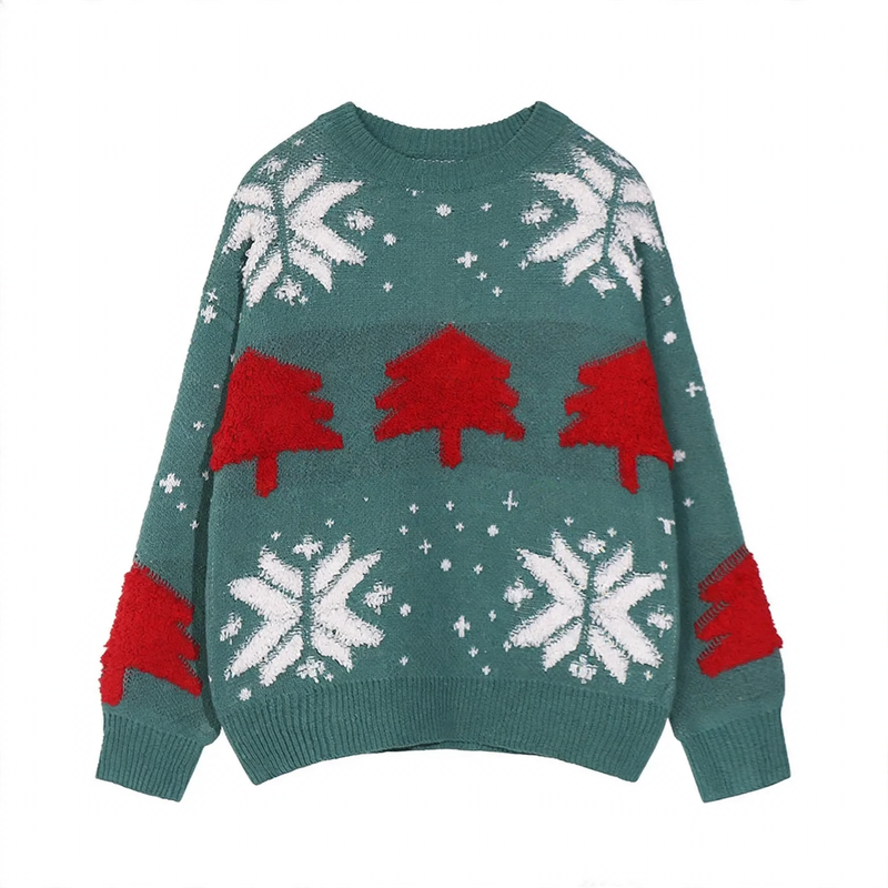 Christmas sweater with snowflakes, unisex, plus sizes