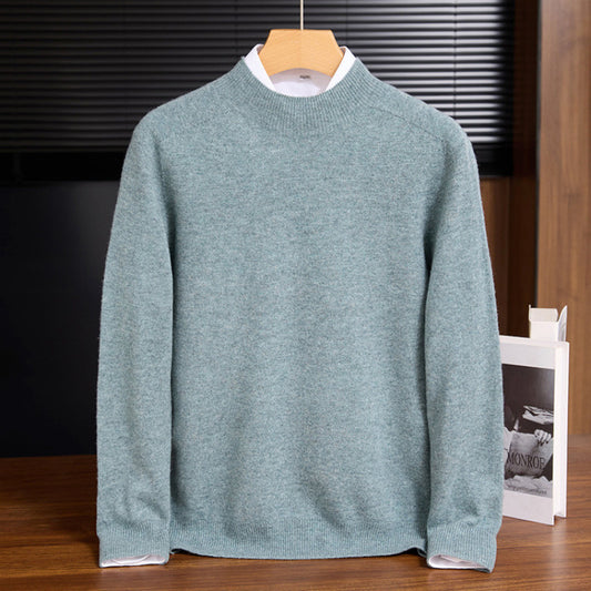 Men's wool sweater, stand-up collar