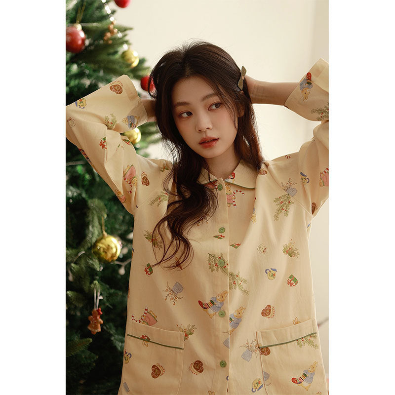 Women's House Suit, Cotton, Brushed, Christmas Motif