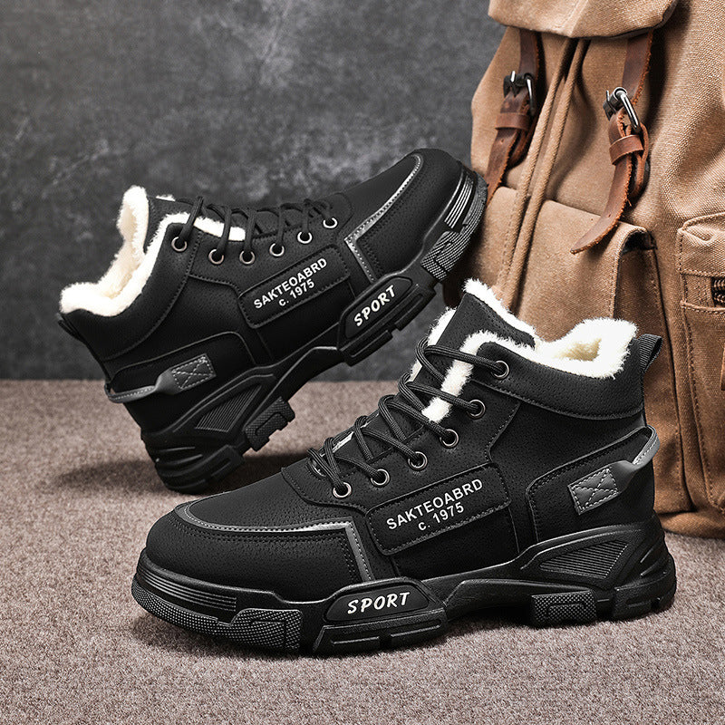 Padded men's winter boots, slip-resistant and warm