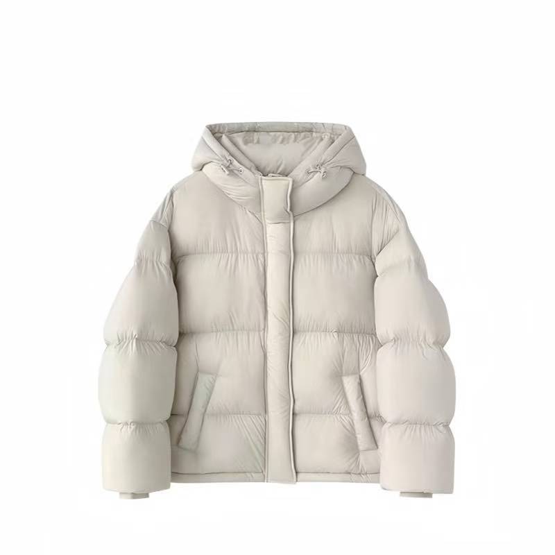 Short down jacket with hood for women