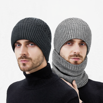 Knit hat and neck warmer set, One size