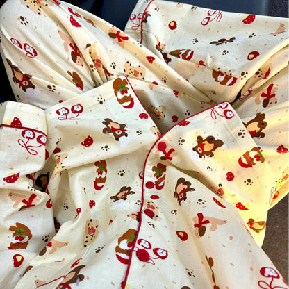 Women's Pajama Set, Cotton, Brushed, Bear Motif