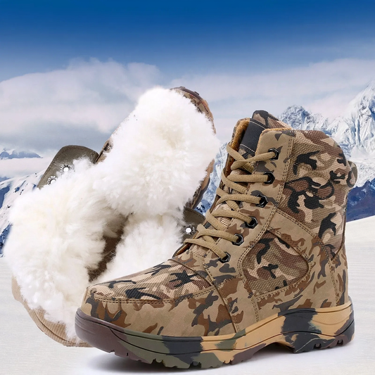 Fleece-lined men's winter boots made of lambskin