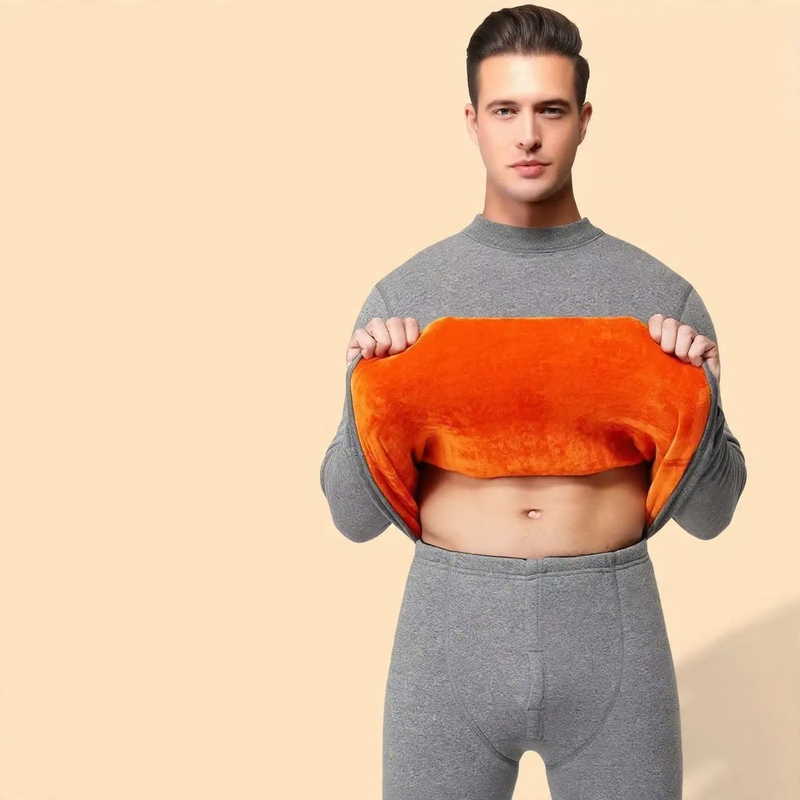 Men's Thermal Underwear Set, Lined, Round Neck