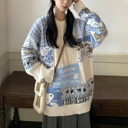 Locker knit sweater in Japanese style for couples
