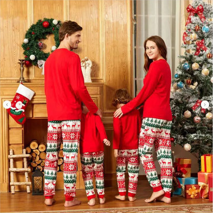 Christmas Family Pajamas with Reindeer Motif