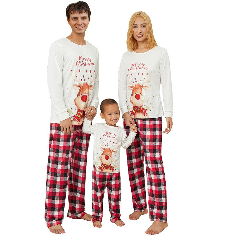 Family pajama set with animal and checked patterns