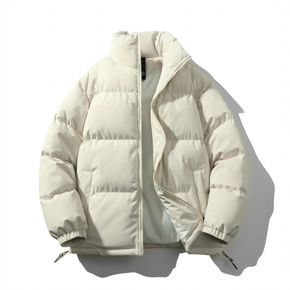 Padded men's quilted jacket with stand-up collar