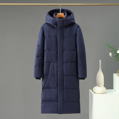 Long down coat, knee-length, white goose down