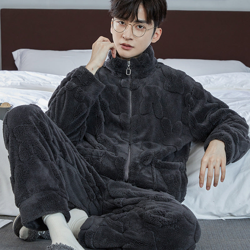Padded men's house suit set made of coral fleece